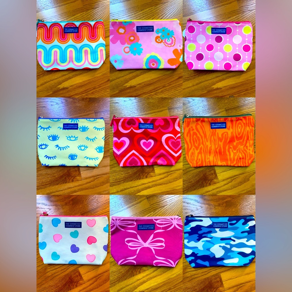 9 x Cosmetic Bags Canvas Zip Closure, Travel Makeup Bag/ Pencil Bag, Brand New
